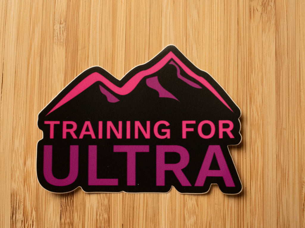 Training For Ultra Sticker -  Pink/Purple Die cut sticker 4" x 2.96"